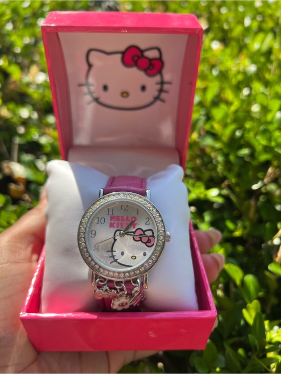 Hello Kitty Accessories - Hello Kitty Watch Pink Rhinestone Charm Bracelet Style w Box Cute Y2K Gift